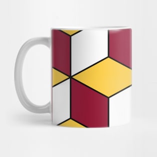 Burgundy and Gold Isometric Cubes Optical Illusion Pattern Mug